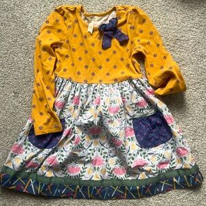 Matilda Jane Long Sleeve Girls Dress- size 6, Pencil Trim, Bow, Pockets